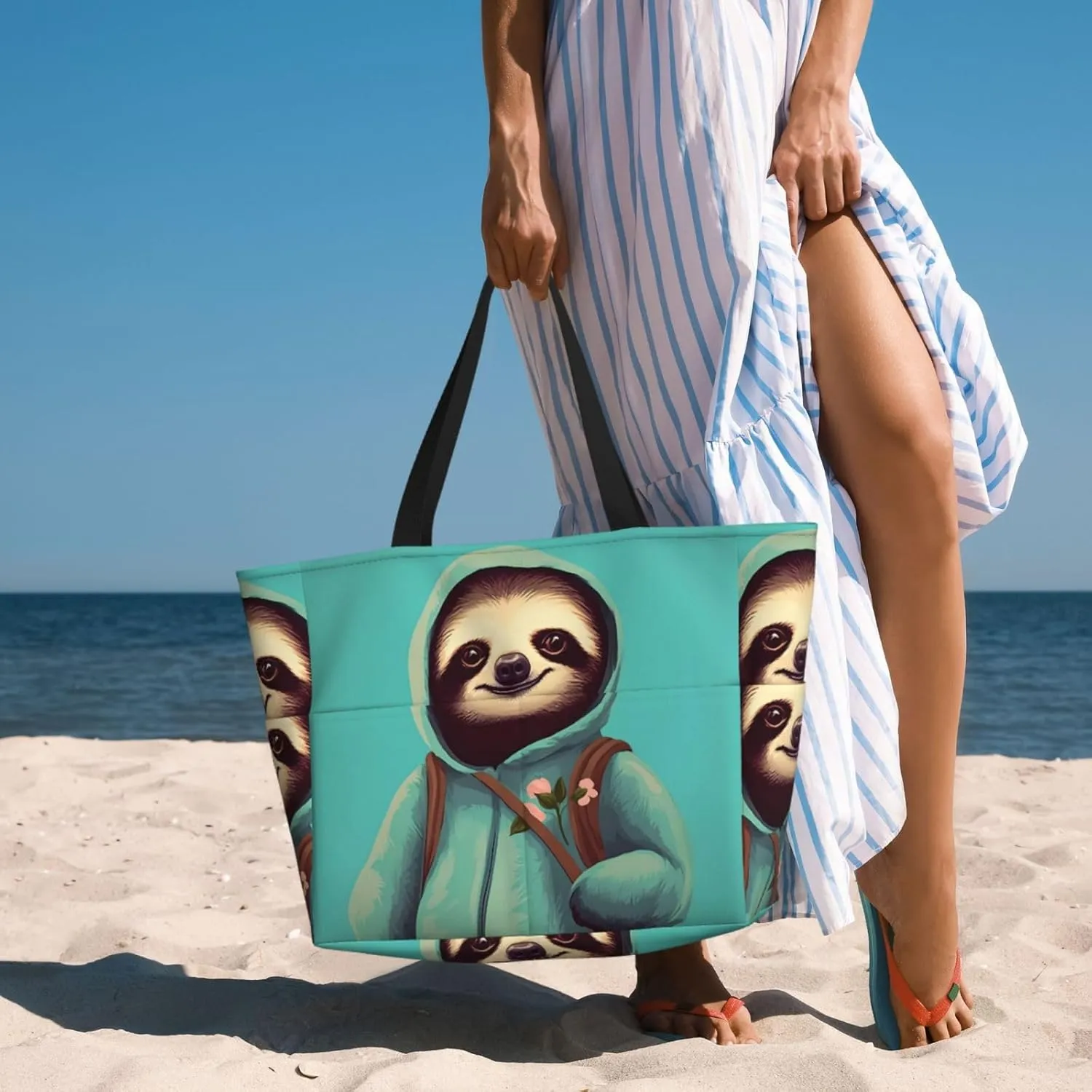 Take A Trip In The Car Spacious Large Capacity Beach Travel Bag - Foldable Beach Bag Tote Bag With Zipper