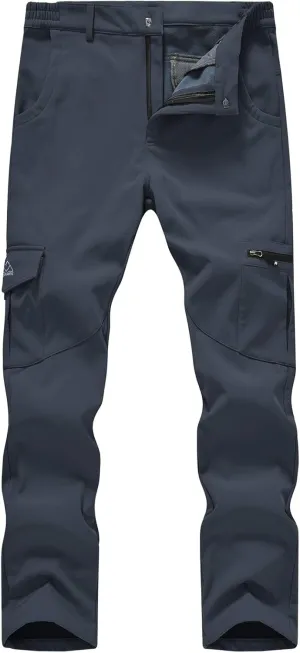 TBMPOY Men's Snow Ski Fleece Lined Hiking Pants Waterproof Winter Snowboard Warm Outdoor Insulated Pants Windproof