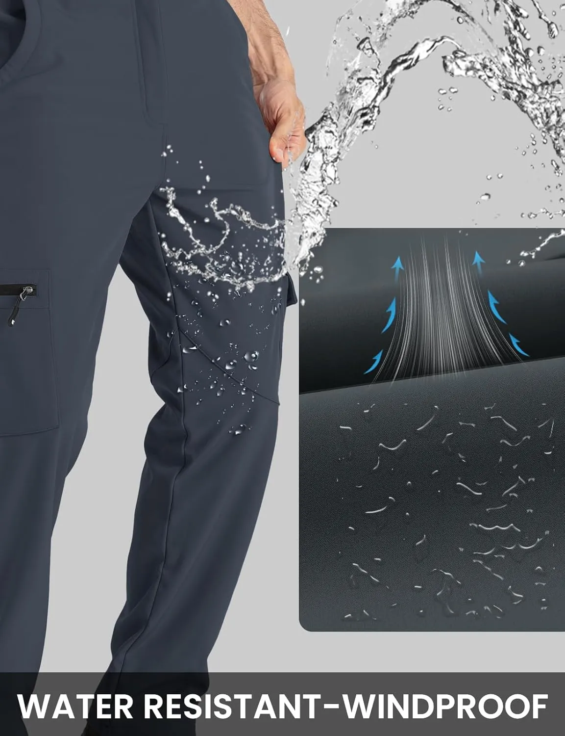 TBMPOY Men's Snow Ski Fleece Lined Hiking Pants Waterproof Winter Snowboard Warm Outdoor Insulated Pants Windproof