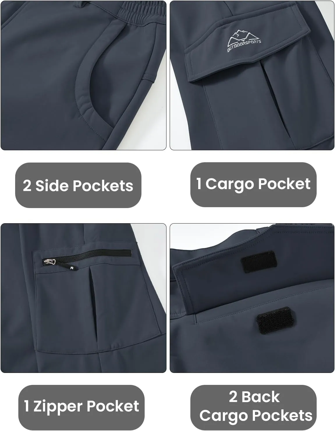 TBMPOY Men's Snow Ski Fleece Lined Hiking Pants Waterproof Winter Snowboard Warm Outdoor Insulated Pants Windproof