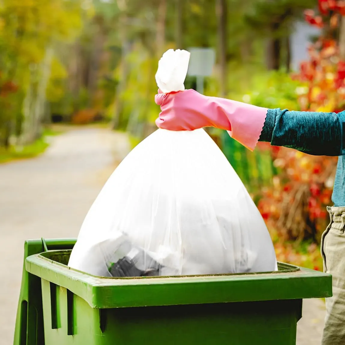 Teivio 30-33 Gallon 260 Counts Large Multipurpose Trash Bags w/Ties Sturdy Garbage Bags,30 Gal 31 Gal 32Gal 33 Gal 35 Gal,Leaf Bags Outdoor Commercial Trash Can Liner for Construction Sites(Clear)