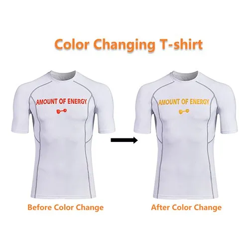 Temperature Change Color T-shirt Running T-shirts Quick Dry Breathable Elastic GYM Sport Tees Men Discolored clothes