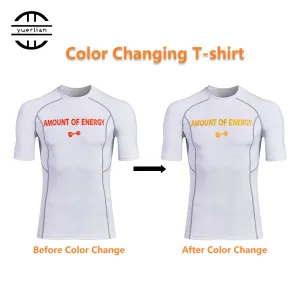 Temperature Change Color T-shirt Running T-shirts Quick Dry Breathable Elastic GYM Sport Tees Men Discolored clothes