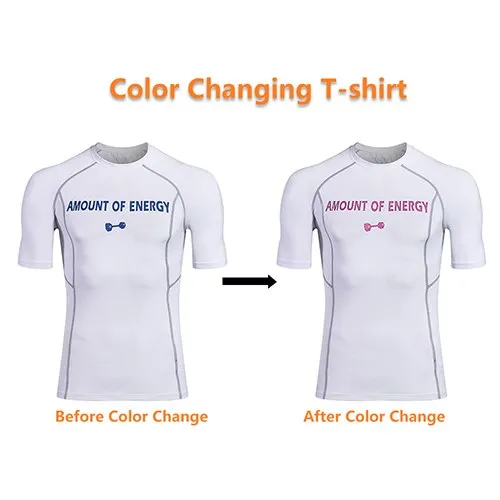 Temperature Change Color T-shirt Running T-shirts Quick Dry Breathable Elastic GYM Sport Tees Men Discolored clothes