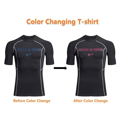 Temperature Change Color T-shirt Running T-shirts Quick Dry Breathable Elastic GYM Sport Tees Men Discolored clothes