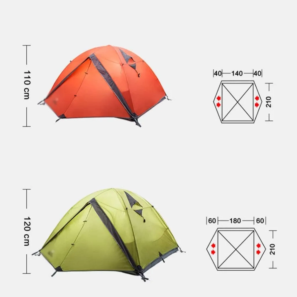 Tent for Camping Ultralight Camping Tent 2 Person 20D Silicone Easy Set Up Double Layer Waterproof 3 Season Tent for Hiking Cycling Large Space for Picnic Outdoors