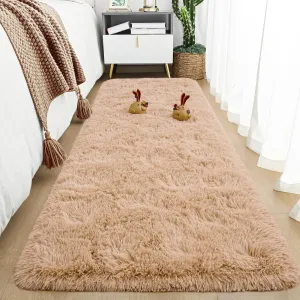Tepook Soft Runner Rugs for Bedroom 2x6 ft with Rubber Backing, Beige Fluffy Rugs for Living Room, Shag Bedside Rug Fuzzy Plush Carpet for Room, Area Rug for Dorm Nursery Hallway Indoor Home Decor