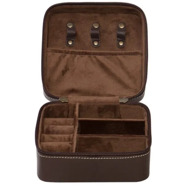 The Design Edge Brown and White Cowhide Jewellery Box with Tooling - JB02 - Brown and White