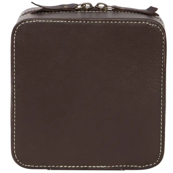 The Design Edge Brown and White Cowhide Jewellery Box with Tooling - JB02 - Brown and White