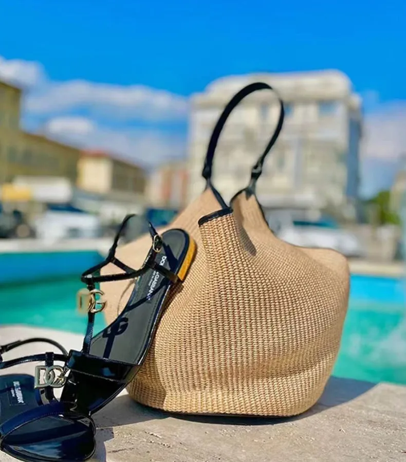 THEMEISLES Khaite  Minority Bag  Summer New Raffia Woven Bag Beach Bag Large Capacity Totes