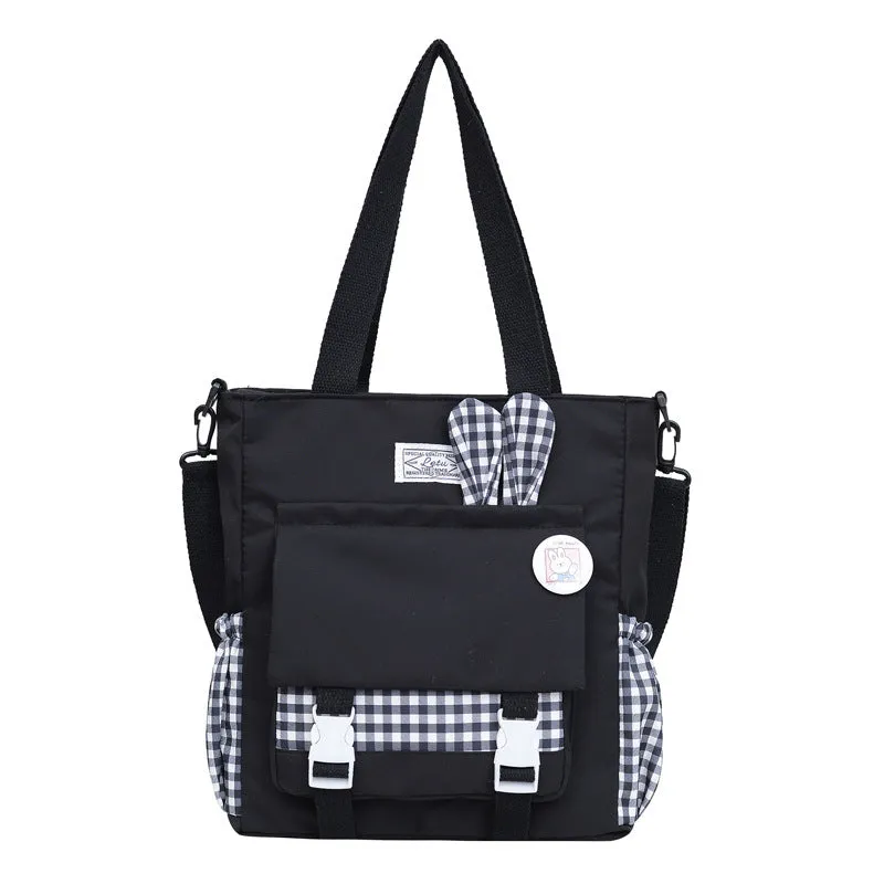 THEMEISLES New Simple Korean Style Fashion Ear Versatile Large Capacity Girl Student Make-up Bag Class Commute Tote Bag