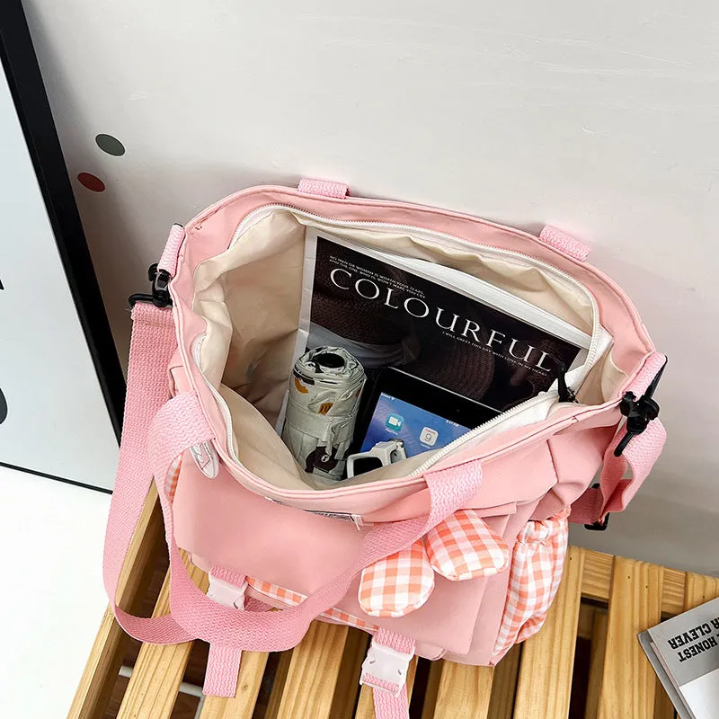 THEMEISLES New Simple Korean Style Fashion Ear Versatile Large Capacity Girl Student Make-up Bag Class Commute Tote Bag
