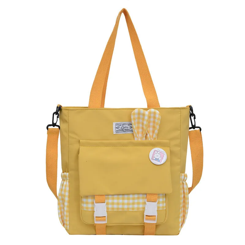 THEMEISLES New Simple Korean Style Fashion Ear Versatile Large Capacity Girl Student Make-up Bag Class Commute Tote Bag