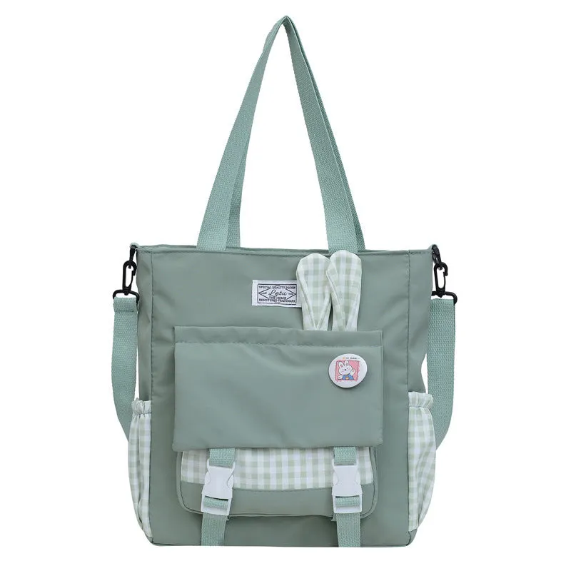THEMEISLES New Simple Korean Style Fashion Ear Versatile Large Capacity Girl Student Make-up Bag Class Commute Tote Bag