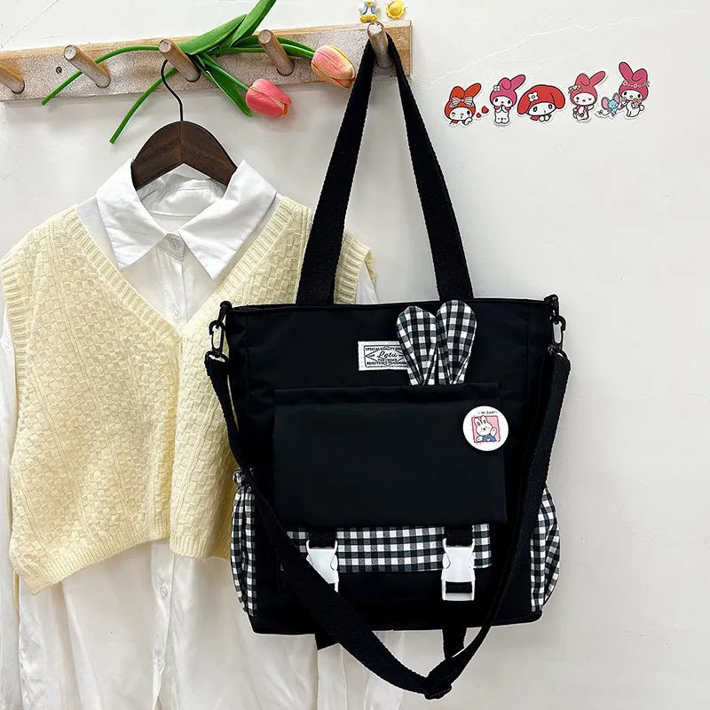 THEMEISLES New Simple Korean Style Fashion Ear Versatile Large Capacity Girl Student Make-up Bag Class Commute Tote Bag