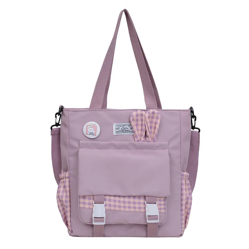 THEMEISLES New Simple Korean Style Fashion Ear Versatile Large Capacity Girl Student Make-up Bag Class Commute Tote Bag