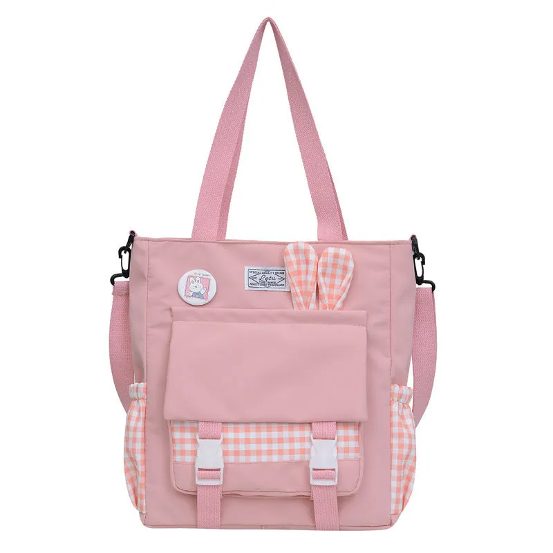 THEMEISLES New Simple Korean Style Fashion Ear Versatile Large Capacity Girl Student Make-up Bag Class Commute Tote Bag