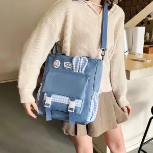 THEMEISLES New Simple Korean Style Fashion Ear Versatile Large Capacity Girl Student Make-up Bag Class Commute Tote Bag