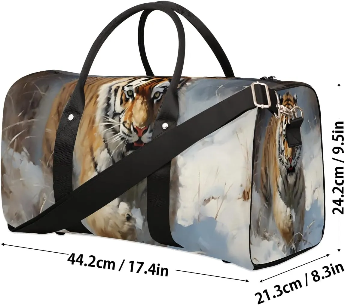 Tiger Design Travel Duffel Bag for Women Men Waterproof Foldable Overnight Weekender Bag Large Capacity Sports Gym Bag