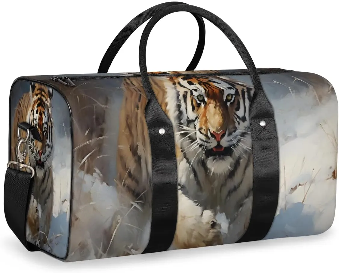 Tiger Design Travel Duffel Bag for Women Men Waterproof Foldable Overnight Weekender Bag Large Capacity Sports Gym Bag