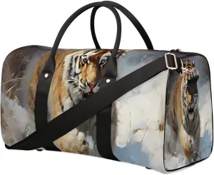 Tiger Design Travel Duffel Bag for Women Men Waterproof Foldable Overnight Weekender Bag Large Capacity Sports Gym Bag