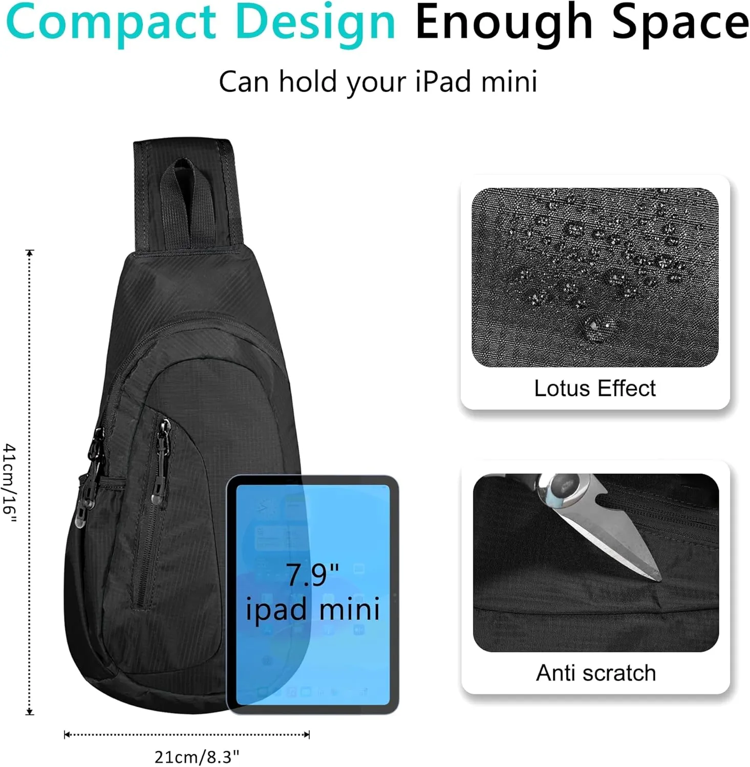 TITECOUGO Small Sling Bag, Lightweight Crossbody Backpack for Men Women, Shoulder Bag for Sports and Outdoor