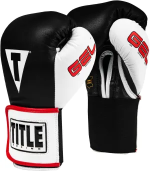 Title Gel World Elastic Training Gloves, Black/White, 16 oz