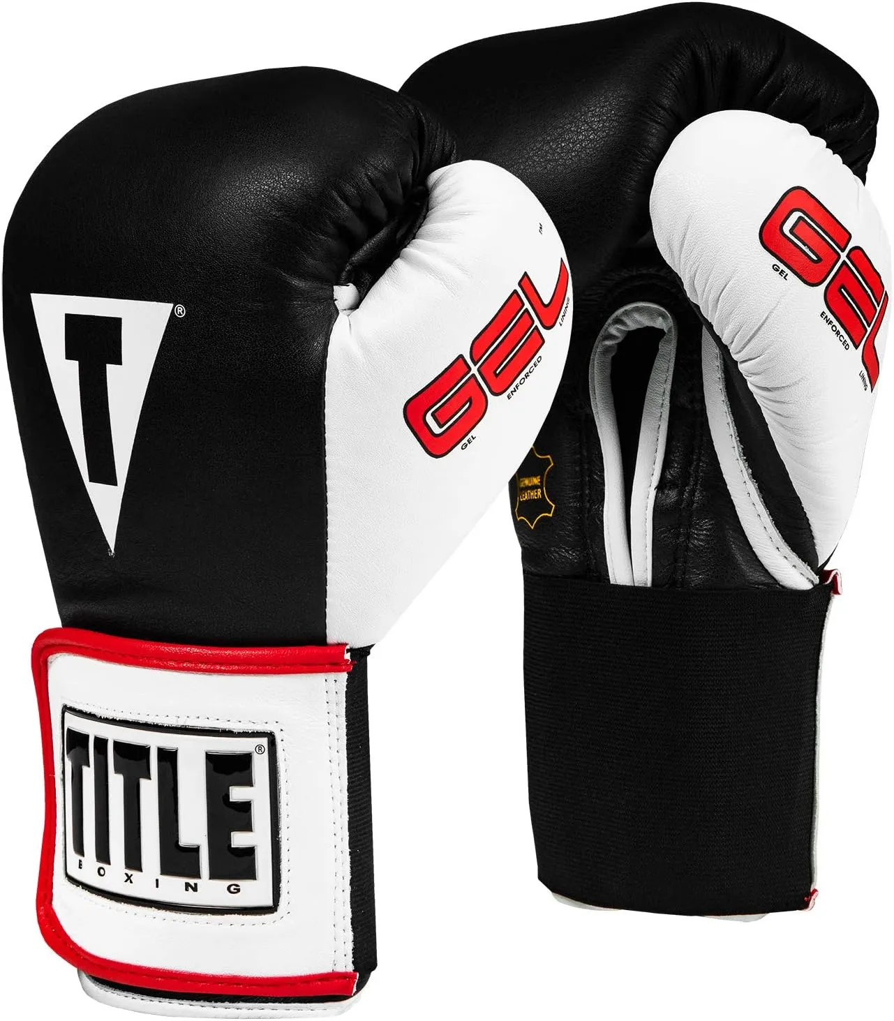 Title Gel World Elastic Training Gloves, Black/White, 16 oz
