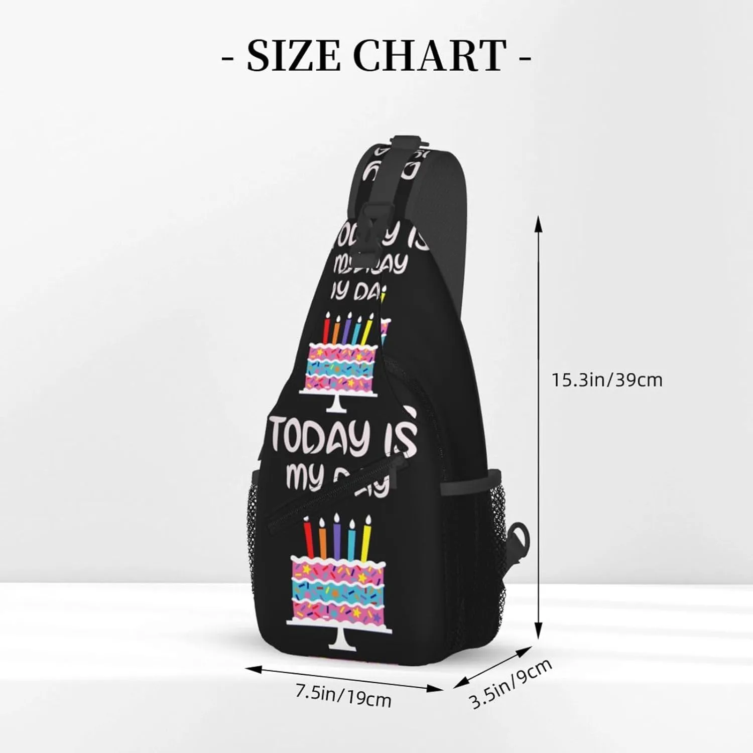 Today Is My Day Birthday Cake Crossbody Bag Cross Chest Bag Adjustable Sling Backpack Sports Gym Shoulder Bags Travel Cycling Daypack Diagonally Casual Rucksack
