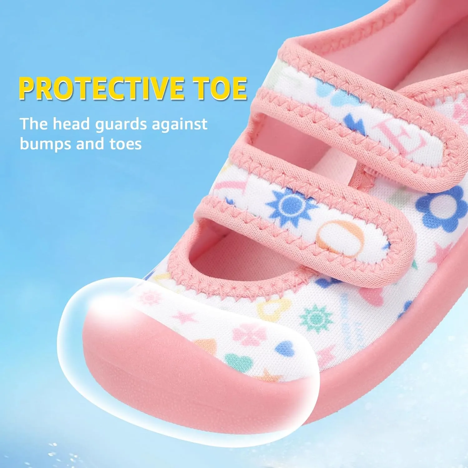 Toddler Water Shoes Boys Girls Unisex Summer Beach Quick Dry Non Slip Hook and Loop Swim Barefoot Aqua Socks
