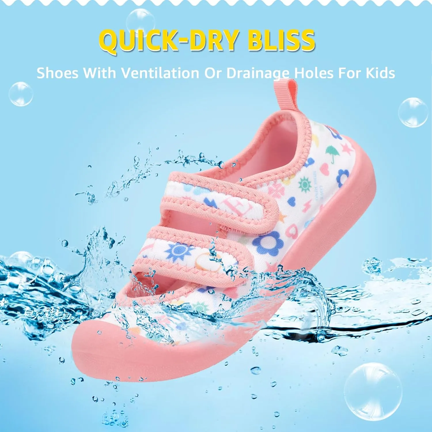 Toddler Water Shoes Boys Girls Unisex Summer Beach Quick Dry Non Slip Hook and Loop Swim Barefoot Aqua Socks
