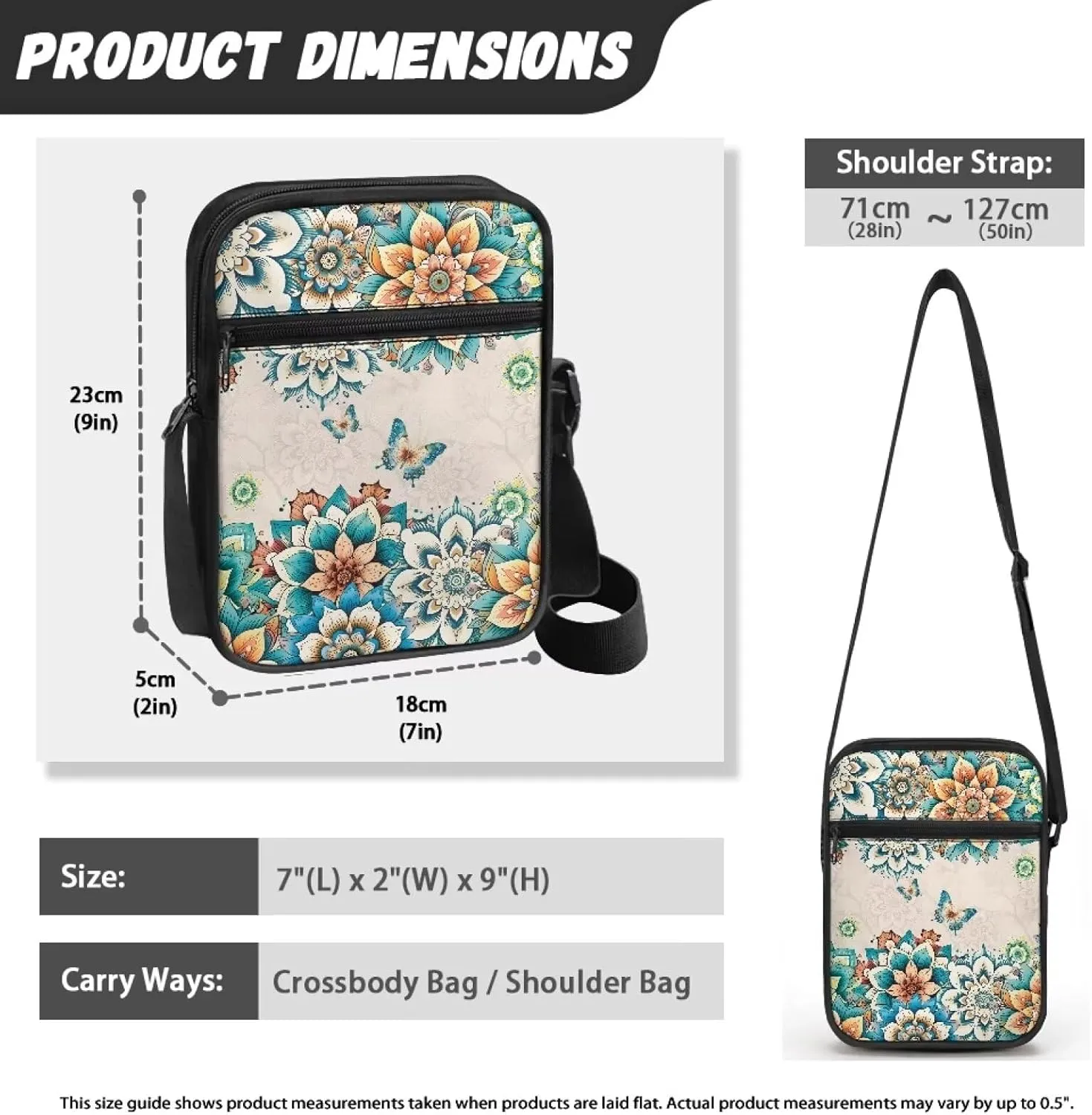 TODIYADDU Shoulder Bag for Women Crossbody Sling Bag Fashion Messenger Bag Small Cell Phone Purse Holder Wallet Nice Gifts