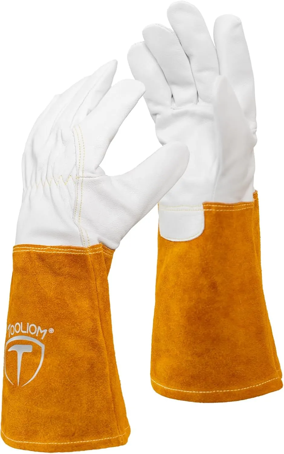 TOOLIOM Premium Goatskin TIG Welding Gloves Cuff Cowhide Split Leather with Soft Lining High-Dexterity (14-inch, Large)