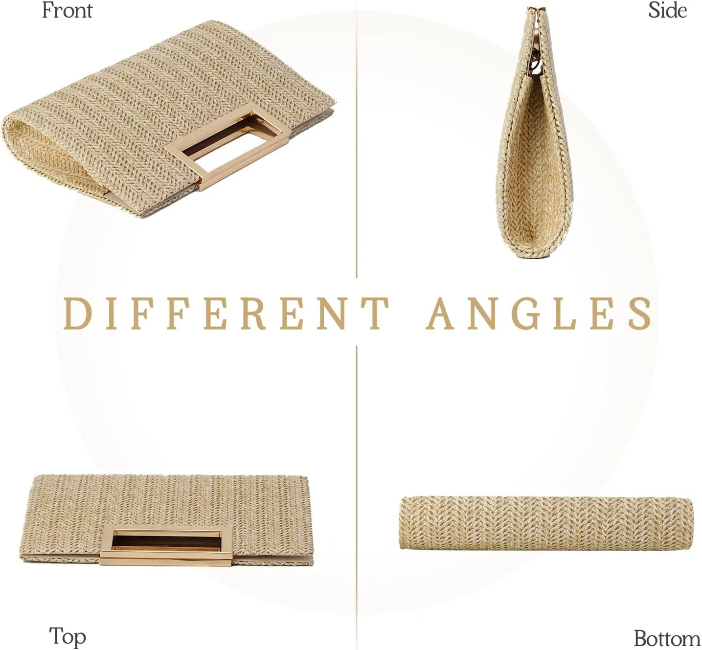 Top Handle Straw Clutch for Women Summer Clutch Straw Evening Bag Raffia Crossbody Purses Woven Beach Clutch