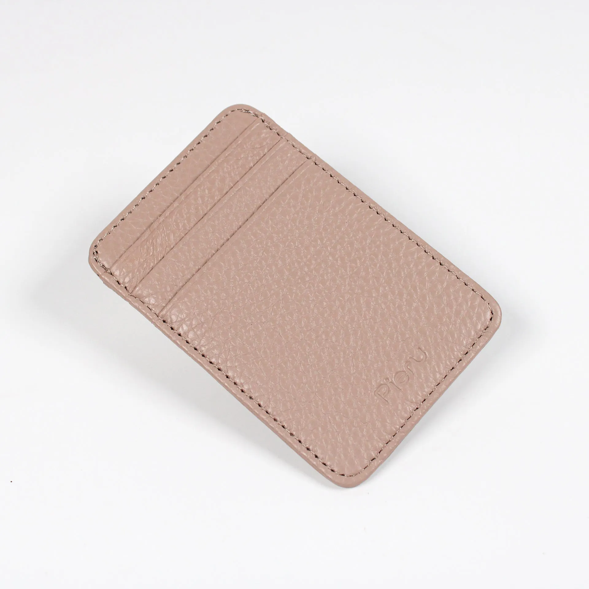 Top Layer Leather Lychee Pattern Vertical Card Holder