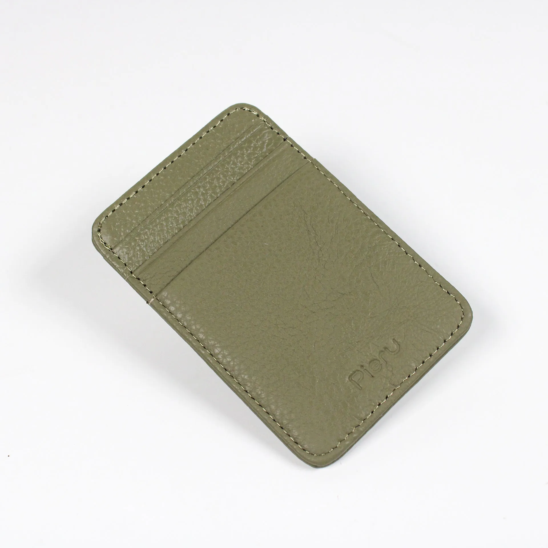 Top Layer Leather Lychee Pattern Vertical Card Holder