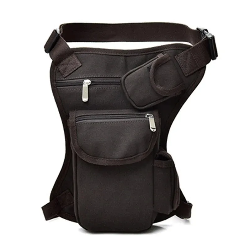 Top Quality Leather Men Design Casual Vintage Messenger Sling Bag Fashion Travel Fanny Waist Belt Pack Leg Drop Bag 3106
