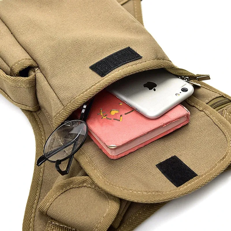 Top Quality Leather Men Design Casual Vintage Messenger Sling Bag Fashion Travel Fanny Waist Belt Pack Leg Drop Bag 3106