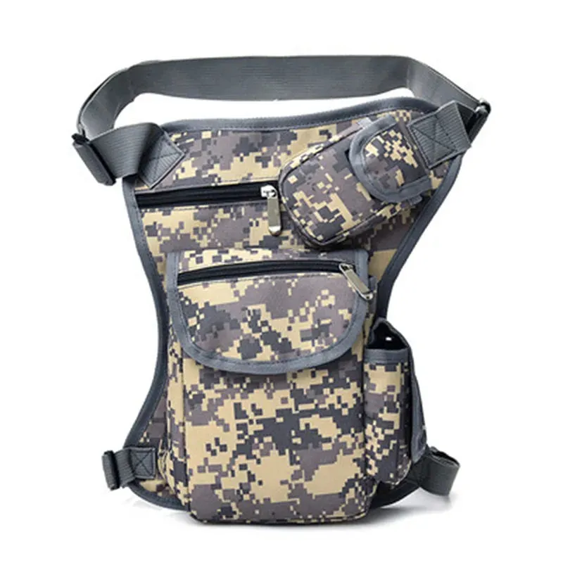 Top Quality Leather Men Design Casual Vintage Messenger Sling Bag Fashion Travel Fanny Waist Belt Pack Leg Drop Bag 3106