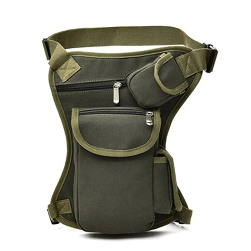 Top Quality Leather Men Design Casual Vintage Messenger Sling Bag Fashion Travel Fanny Waist Belt Pack Leg Drop Bag 3106
