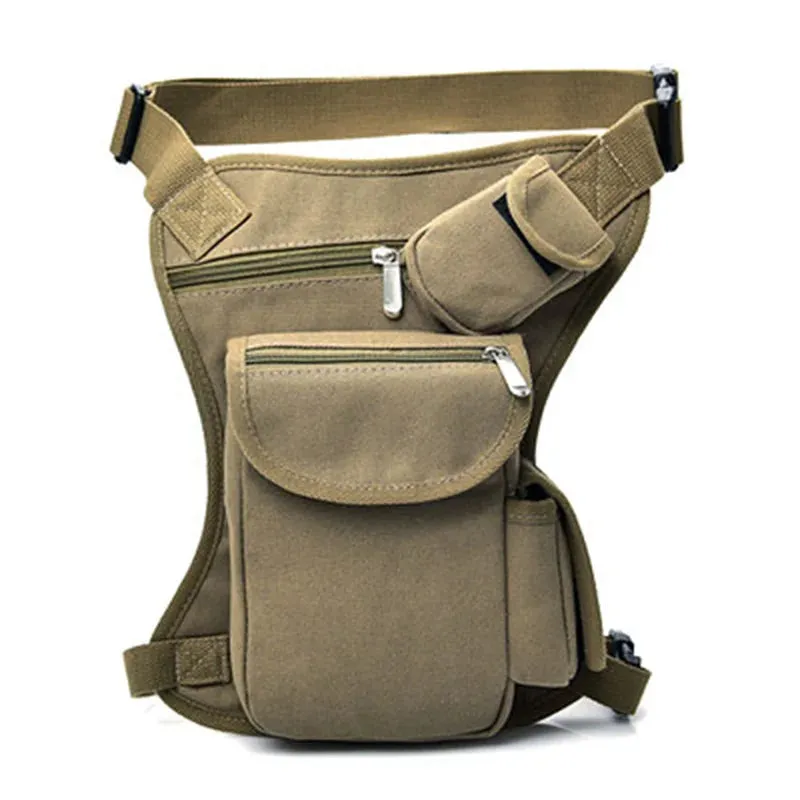 Top Quality Leather Men Design Casual Vintage Messenger Sling Bag Fashion Travel Fanny Waist Belt Pack Leg Drop Bag 3106