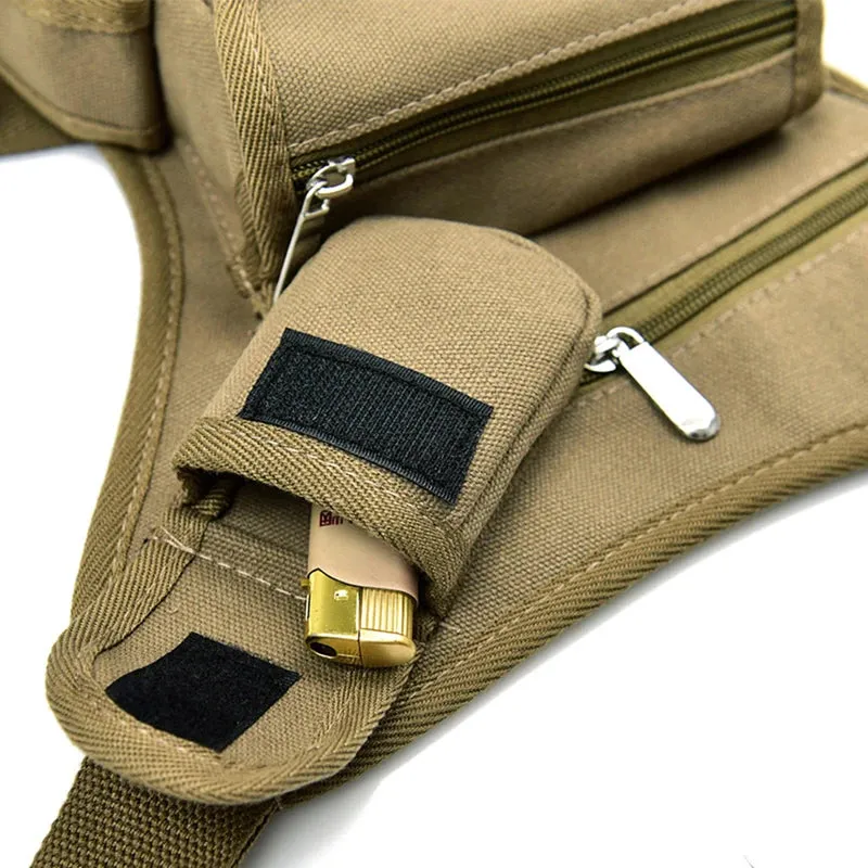 Top Quality Leather Men Design Casual Vintage Messenger Sling Bag Fashion Travel Fanny Waist Belt Pack Leg Drop Bag 3106