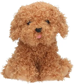 TOPModel 13514 Dog Soft Toy Brown 16 cm with Curly Fur and Pink Tongue
