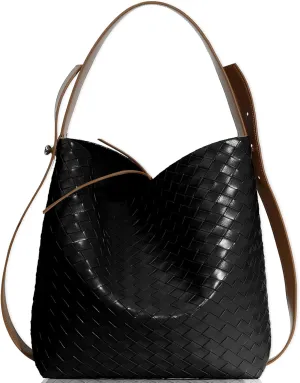 Tote Bag for Women, Soft Genuine Leather Fashion Hobo Handbag, Large Capacity Purse Top Handle Shoulder Bag Travel