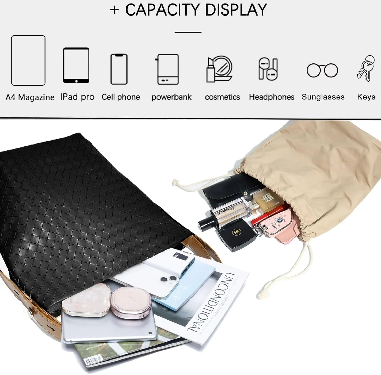 Tote Bag for Women, Soft Genuine Leather Fashion Hobo Handbag, Large Capacity Purse Top Handle Shoulder Bag Travel