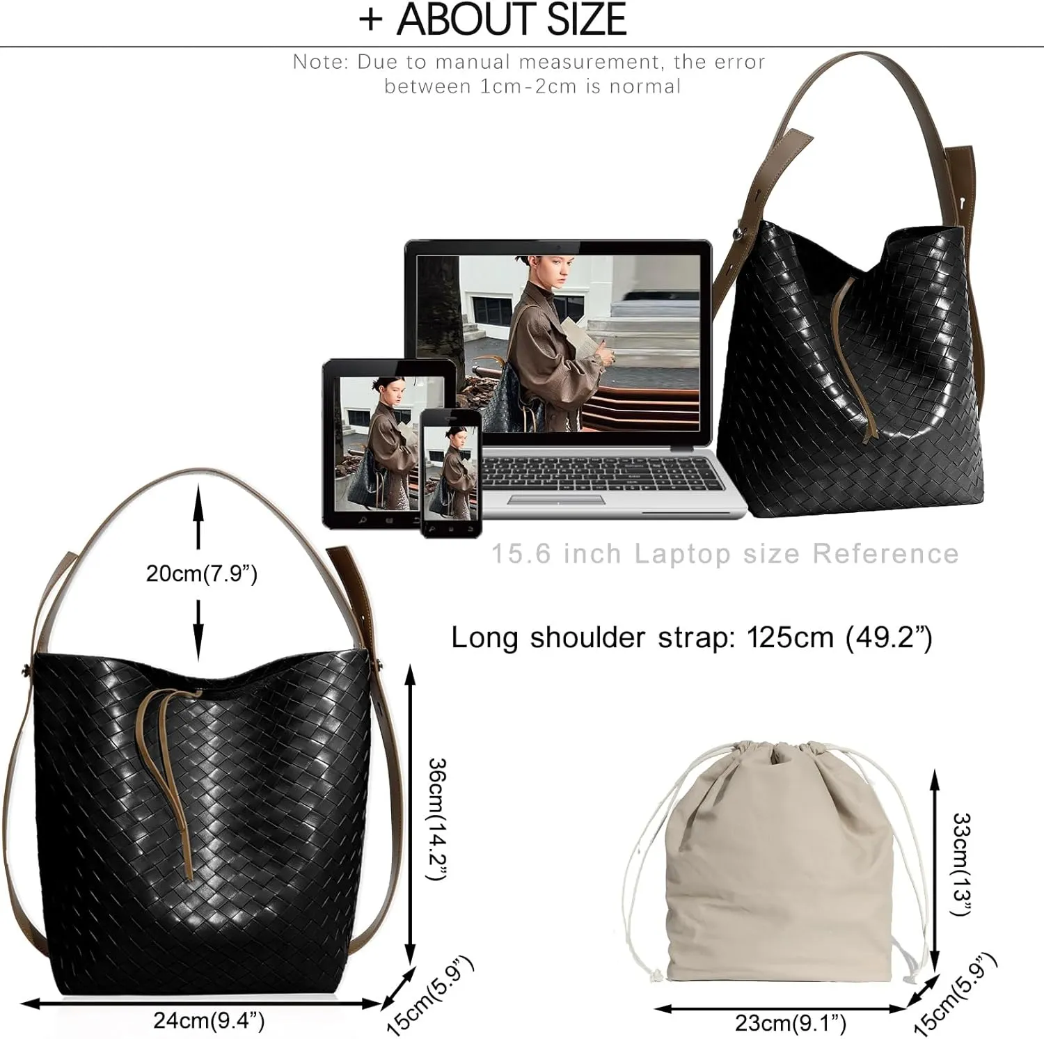 Tote Bag for Women, Soft Genuine Leather Fashion Hobo Handbag, Large Capacity Purse Top Handle Shoulder Bag Travel