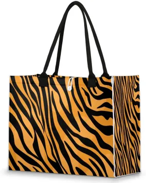 Tote Bag for Women Tiger Stripes Large Beach Bag Reusable Grocery Bags Tote Bag for Work Shopping Travel Beach