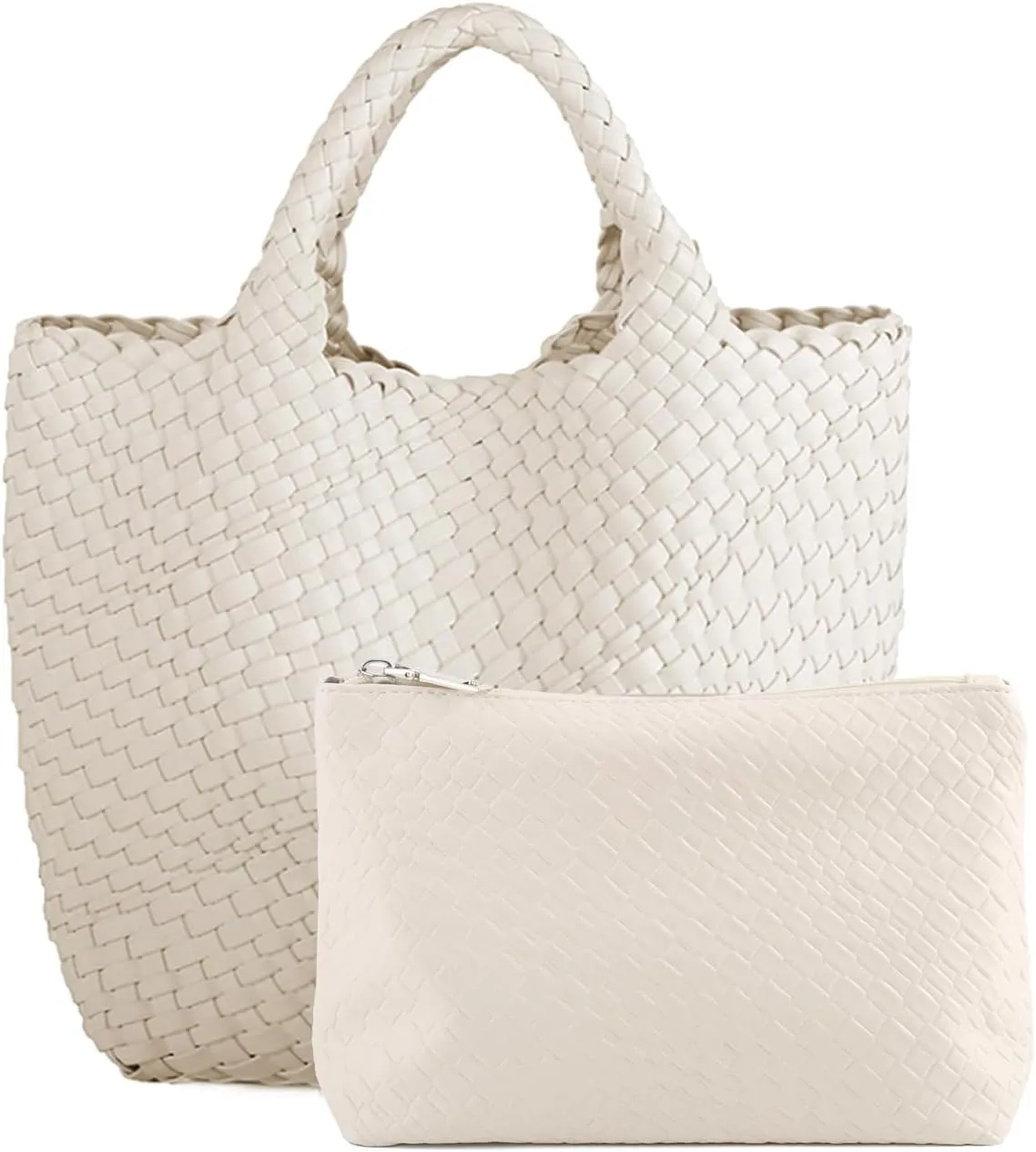 Tote Bag For Women Vegan Leather Handmade Woven Tote Bag Beach Bag Travel Handbag And Purse Top Handle Hobo Tote Bags