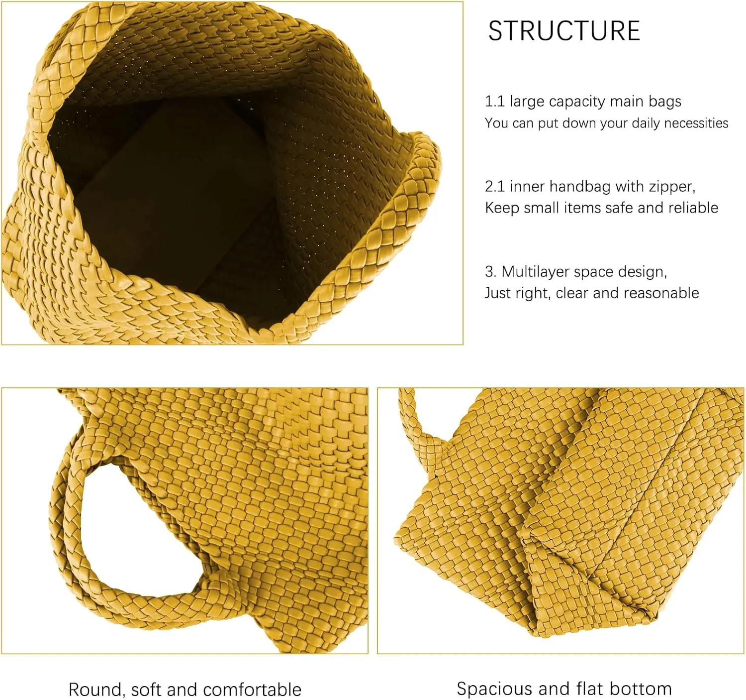 Tote Bag For Women Vegan Leather Handmade Woven Tote Bag Beach Bag Travel Handbag And Purse Top Handle Hobo Tote Bags