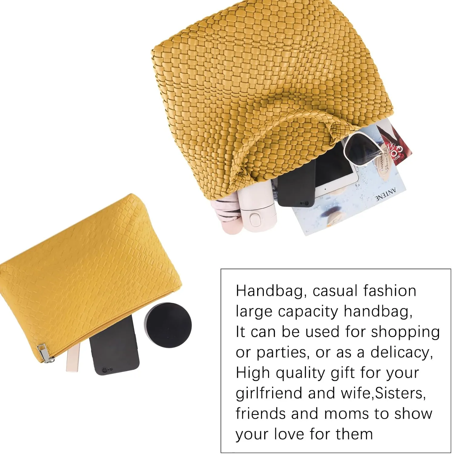 Tote Bag For Women Vegan Leather Handmade Woven Tote Bag Beach Bag Travel Handbag And Purse Top Handle Hobo Tote Bags